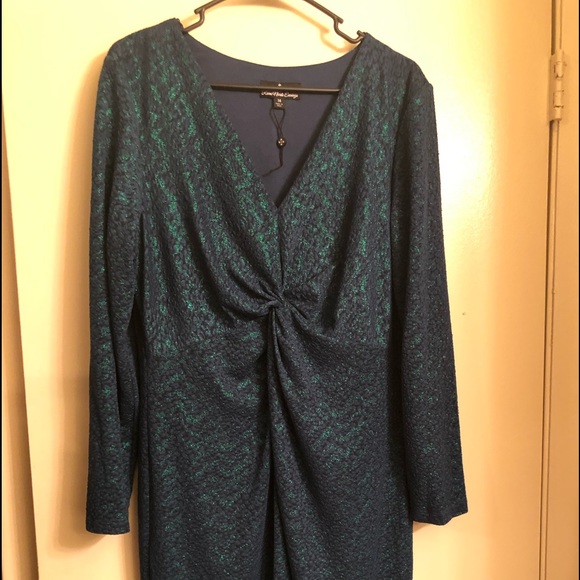 Ronni Nicole Longsleeve Ruched Knot Dress Sz 14 - Picture 3 of 6